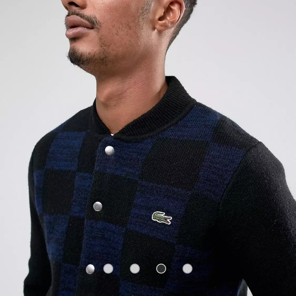 LACOSTE LIVE check wool knit jacket - Picture 3 of 13